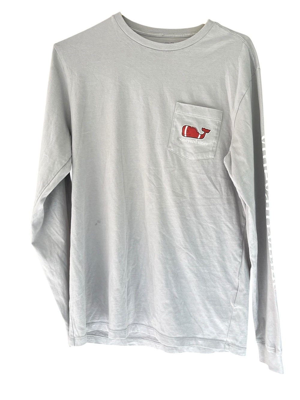 Vineyard Vines Football Whale Long Sleeve Pocket T-Shirt Gray Size S
 Gray
